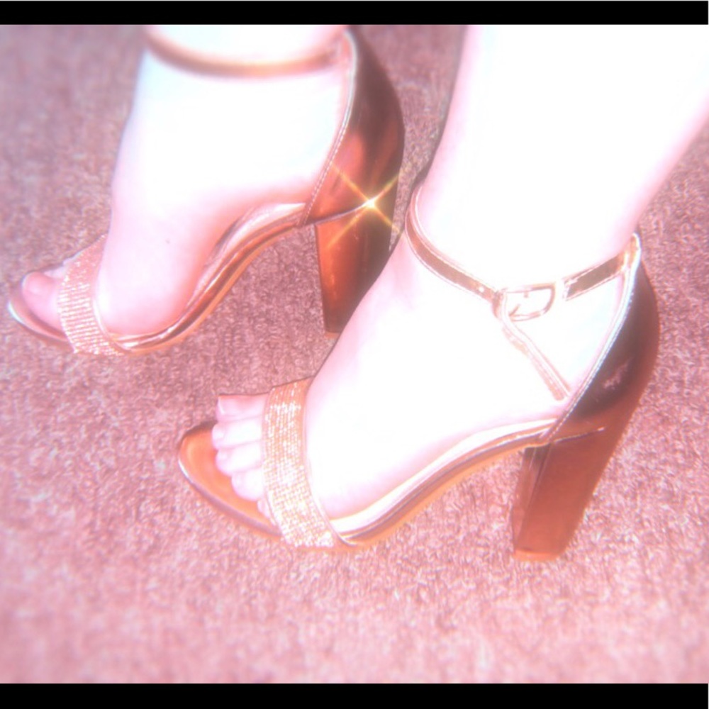 Rose Gold Rhinestone Heels Bamboo